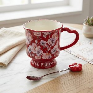 Porcelain Mug with Metal Spoon 400 ml - Image 1