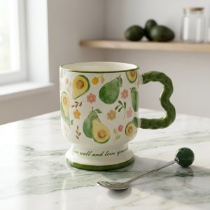 Porcelain Mug with Metal Spoon 400 ml - Image 1