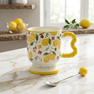 Porcelain Mug with Metal Spoon 400 ml - Image 1