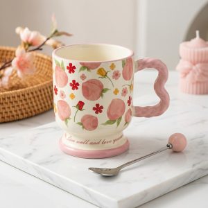 Porcelain Mug with Metal Spoon 400 ml - Image 1